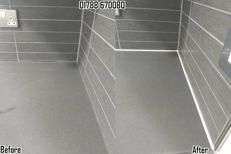 Silicone replacement, grout re-colouring & tile cleaning in Cawston, Rugby & Warwickshire 01788 670080